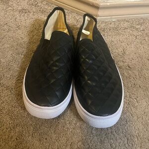 Black Quilted Slip-On Sneakers